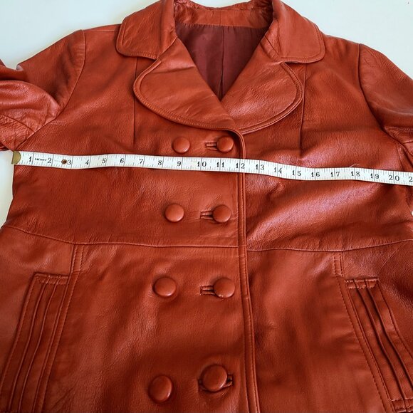 Vintage 1980s 1990s Trojan Fine Leather Sportswear Toronto caramel brown coat. - Picture 9 of 11